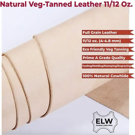 Import Tooling Craft Leather Thick 11/12 oz | Pre-Cut (8.5"x10") | Vegetable Tanned | Full Grain | Crafts, Tooling, Hobby Workshop, Repair {2}