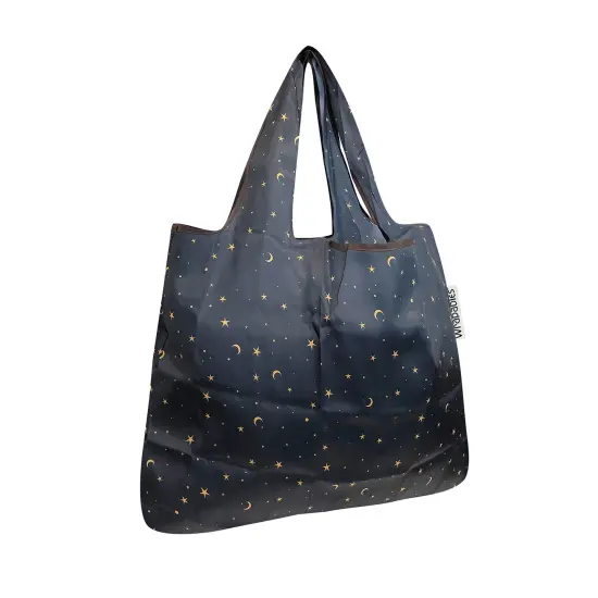 Wrapables Small Foldable Tote Nylon Reusable Grocery Bags Moon & Stars {1}