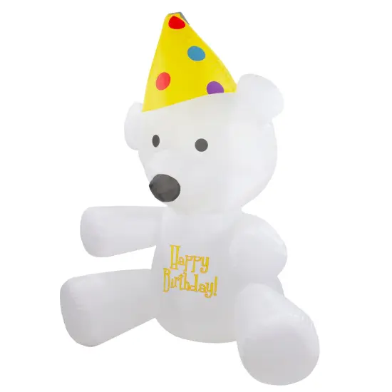 Northlight LED Lighted Inflatable Happy Birthday Bear Outdoor Decoration - 4' White {5}