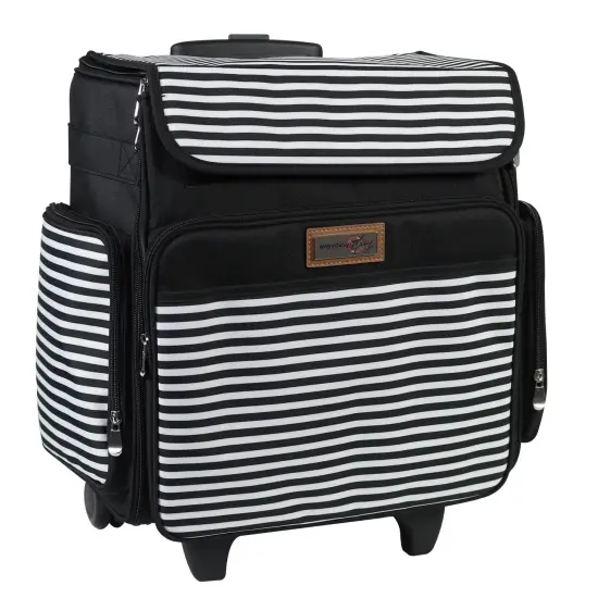 Collapsible Rolling Scrapbook & Featherweight Case, Black & White Stripe {1}