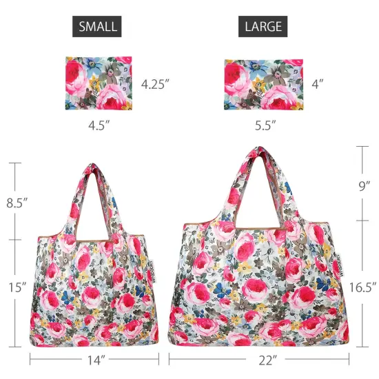 Wrapables Large & Small Foldable Tote Nylon Reusable Grocery Bags, Set of 2 Easter Floral {2}