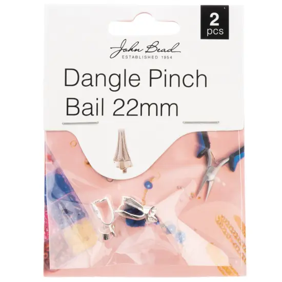 John Bead Dangle Pinch Bail 22mm 2/Pkg-Silver {1}