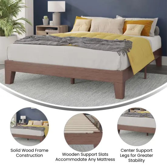 Merrick Lane Eduardo Platform Bed Frame, Solid Wood Platform Bed Frame With Slatted Support, No Box Spring Needed {7}