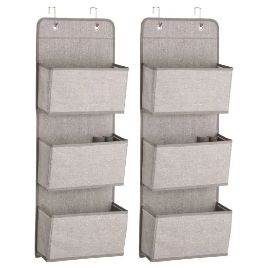 mDesign Fabric Closet Hanging Organizers with 3 Pockets + Hooks {4}