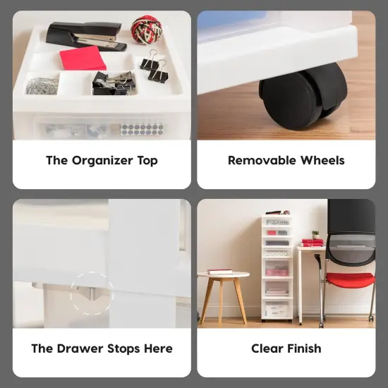 IRIS USA 7 Drawers Plastic Storage rolling Cart with drawer, White {2}