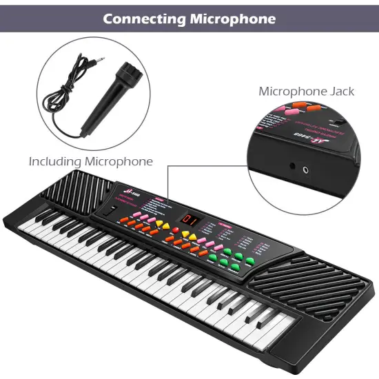 Costway 54 Keys Music Electronic Keyboard Kid Electric Piano Organ W/Mic & Adapter {5}