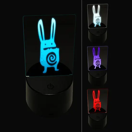 Weird Creepy Rabbit Creature 3D Illusion LED Night Light Sign Nightstand Desk Lamp {1}