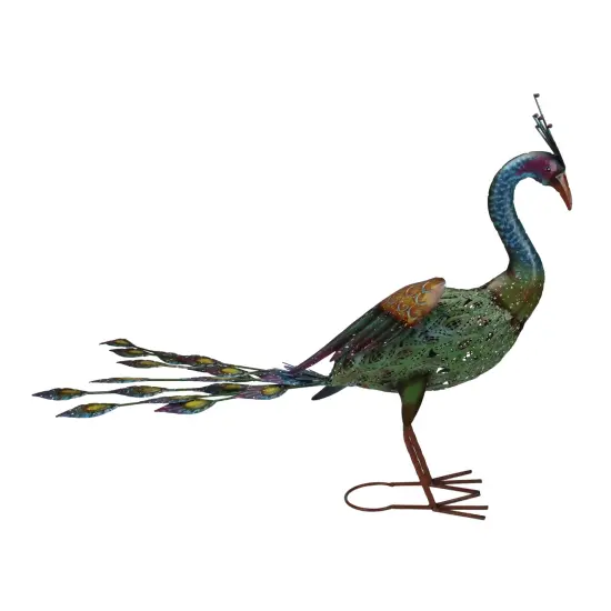 Napco 24" Green and Blue Metal Peacock Outdoor Garden Statue {3}