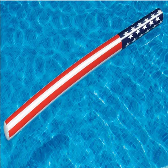 Swim Central Patriotic Stars and Stripes Inflatable Swimming Pool Float - 72" - Red and White {3}
