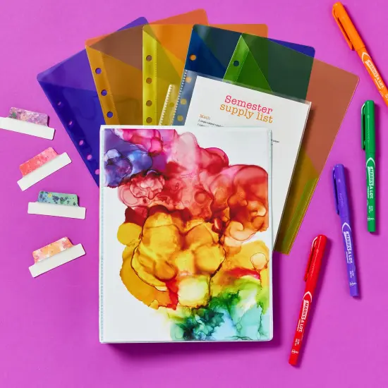 Avery + Amy Tangerine Designer Collection Mini Binder, 5.5" x 8.5", 1 Inch Round Rings, Rainbow Inkblot, 1 Mini 3 Ring Binder (18714) {5}