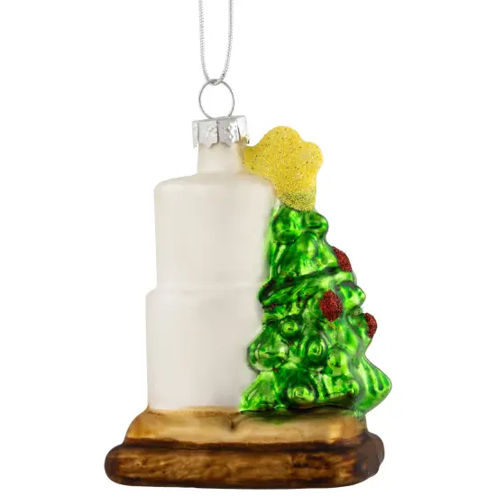 Northlight 3.25" Smore with Tree Glass Christmas Ornament White {6}