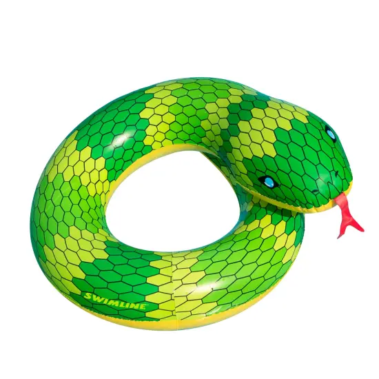 Swimline 28" Green and Yellow Snake Swimming Pool Inner Tube Float {1}
