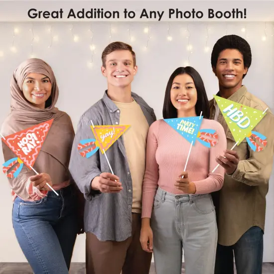 Big Dot of Happiness Party Time - Triangle Happy Birthday Party Photo Props - Pennant Flag Centerpieces - Set of 20 {6}