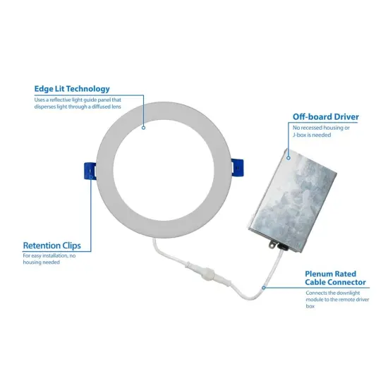 DLE6 Series 6 in. Round White Flat Panel LED Downlight in 2700K Warm White {5}