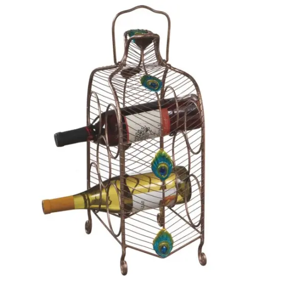 CC Home Furnishings 16" Contemporary Peacock Eye Inspired Wine Rack - 5 Bottle Storage Bronze {1}