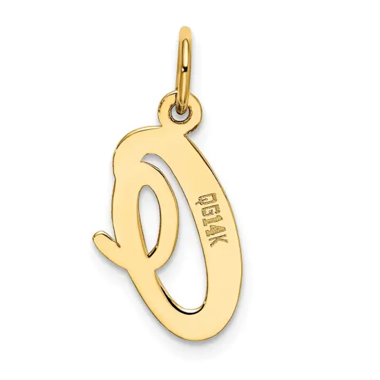 14K Yellow Gold Medium Script Initial Letter O Charm Jewerly 19mm x 10mm {4}