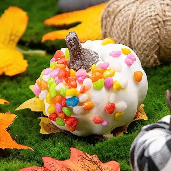 DomeStar 8PCS Pumpkins for Thanksgiving Table Decorations, Assorted Artificial Pumpkins Fabric Pumpkins for Decorating Fall Harvest Farmhouse Halloween Fall Wedding Decor {4}