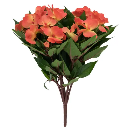 Allstate New Guinea Impatiens Artificial Bush Spray - 13.75" - Salmon Pink {5}