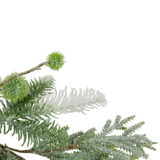 Northlight 5' X 10" Frosted Pine and Pine Cone Christmas Garland, Unlit Green {4}