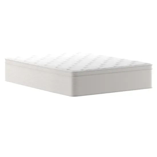 Merrick Lane Vienna 14" Premium Comfort Euro Top Hybrid Pocket Spring and Memory Foam Mattress in a Box with Reinforced Edge Support {1}