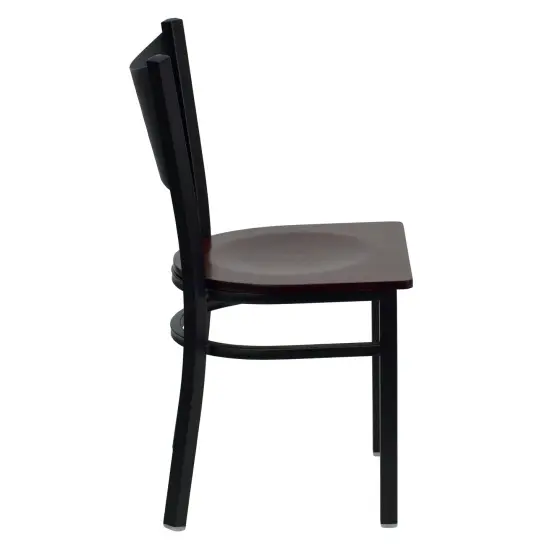 Emma and Oliver 2 Pack Coffee Back Metal Restaurant Chair Mahogany/BlackMetal {4}