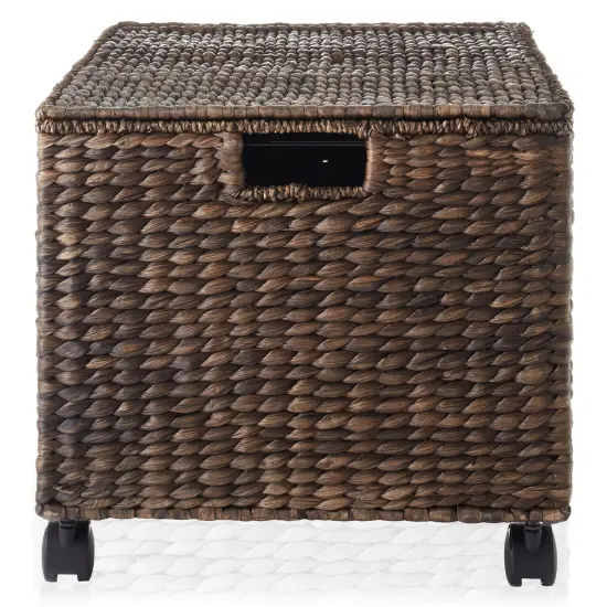 Casafield Rolling Filing Cabinet - Water Hyacinth File Organizer with Lid and Locking Wheels, Home Office Storage for Hanging Folders {4}