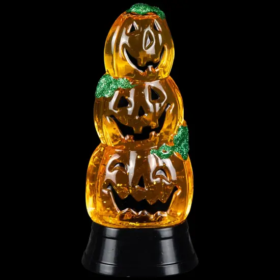 Northlight LED Lighted Stacked Jack O' Lanterns Halloween Snow Globe - 6.5" Orange {5}