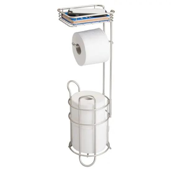 mDesign Steel Free Standing Toilet Paper Holder Stand and Dispenser {1}