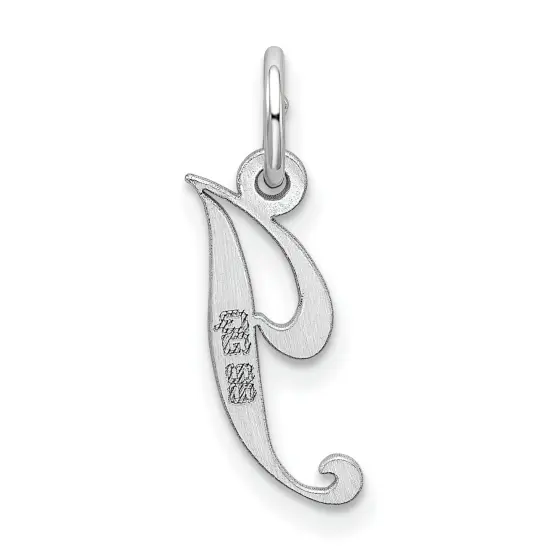 Sterling Silver Small Script Initial Letter J Charm Jewerly 16mm x 10mm {3}