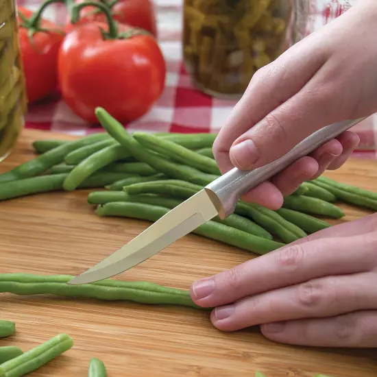 Rada Stainless Steel Paring Knife with Aluminum Handle, Hand-Sharpened Classic Spear Tip Parer Knives, 3.25" Blade {4}