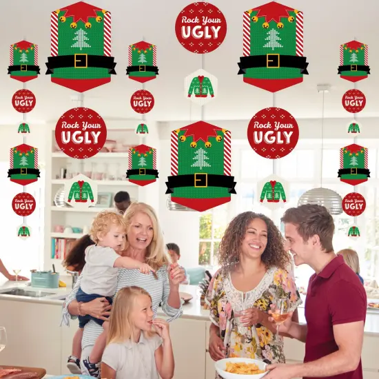 Big Dot of Happiness Ugly Sweater - Holiday and Christmas Party DIY Dangler Backdrop - Hanging Vertical Decorations - 30 Pieces {4}