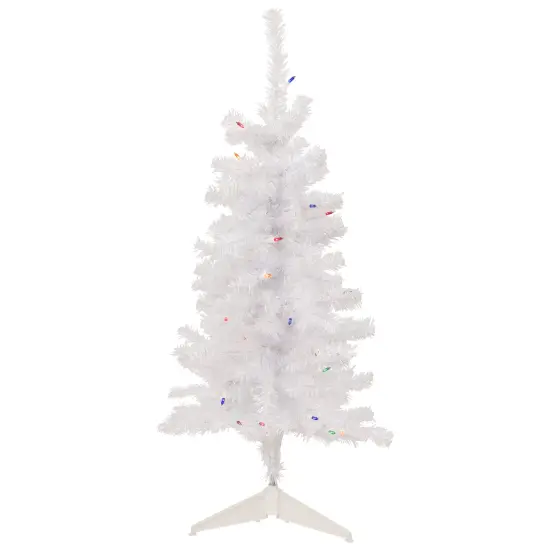 Northlight Pre-Lit Slim Woodbury White Pine Artificial Christmas Tree - 3' - Multi Lights {3}