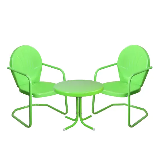 Northlight 3-Piece Retro Metal Tulip Chairs and Side Table Outdoor Set, Lime Green {1}