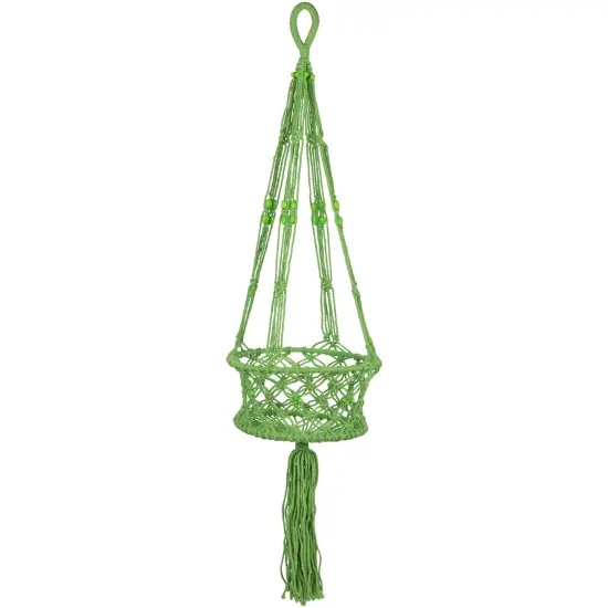 Northlight 43" Green Lattice Pattern Macrame Hanging Planter Holder {1}