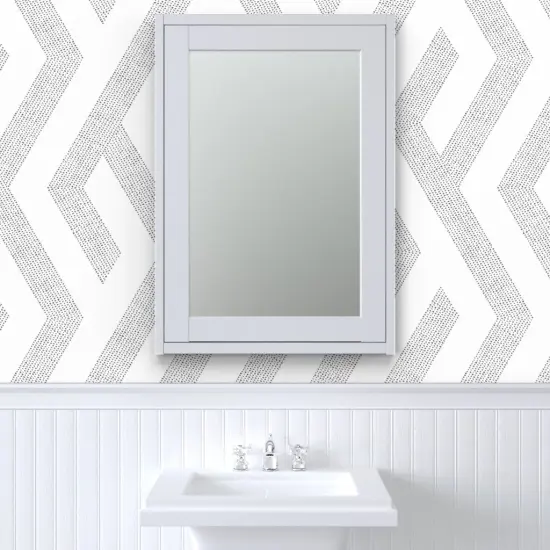 Peel & Stick Wallpaper 2FT Wide Minimal Zigzag Black And White Graphic Lines Custom Removable Wallpaper by Spoonflower {6}