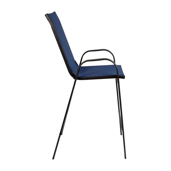 Merrick Lane Set of 2 Manado Series Metal Bar Height Patio Chairs with Flex Comfort Material Navy {5}