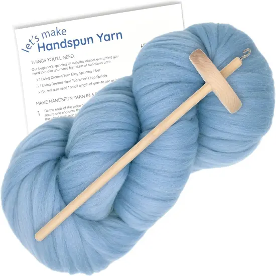 LEARN TO SPIN YARN - Beginner's Spinning Kit with Drop Spindle and Merino Pencil Roving. Choose your color. Bluebird {1}