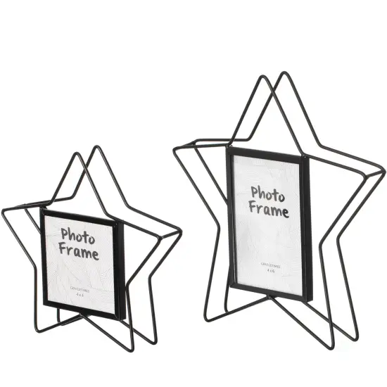Modern Star Shape Black Metal Decor Photo Frame for Tabletop Display {5}