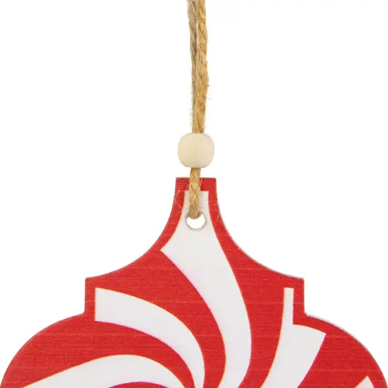 Northlight 4.5" Red and White Candy Cane Swirl Bauble Wooden Christmas Ornament {4}