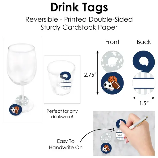 Big Dot of Happiness Go, Fight, Win - Sports - Baby Shower or Birthday Party Paper Charger & Table Decorations Chargerific Kit for 8 {7}