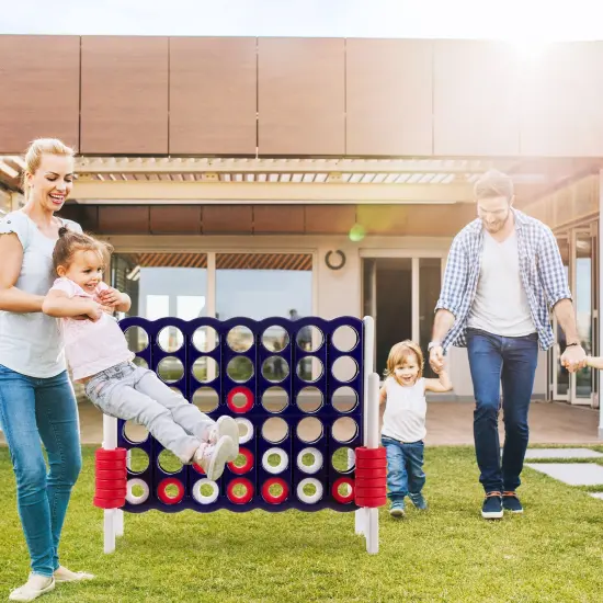 3.5 Feet Tall Jumbo 4 to Score Giant Game Set with 42 Jumbo Rings Grey {3}