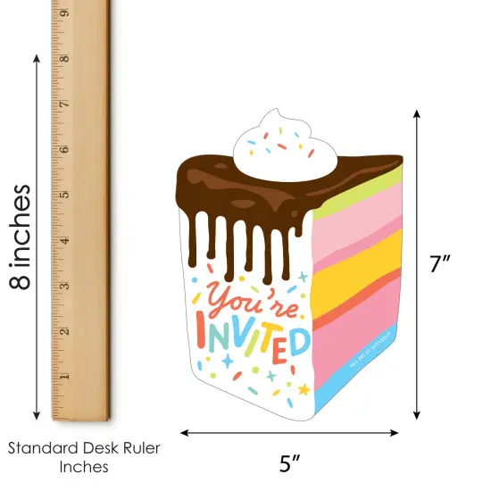 Big Dot of Happiness Cake Time - Shaped Fill-In Invitations - Happy Birthday Party Invitation Cards with Envelopes - Set of 12 {7}