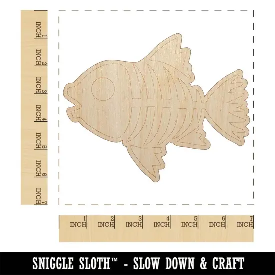 Fish Skeleton Bones Unfinished Wood Shape Piece Cutout for DIY Craft Projects {1}