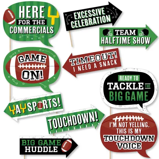 Big Dot of Happiness Funny The Big Game - Football Party Photo Booth Props Kit - 10 Piece {1}