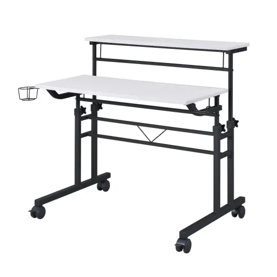 Techni Office Solutions 40" White and Black Durable Rectangular Writing Desk {1}