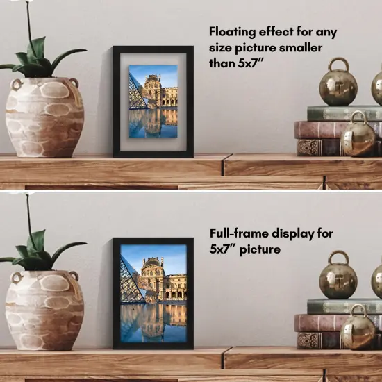 Americanflat Floating Picture Frame for Wall Art - Photo Frame with Floating Effect for Photos, Wall Art, and Pressed Flowers - Polished Glass Cover - Hanging Hardware {10}