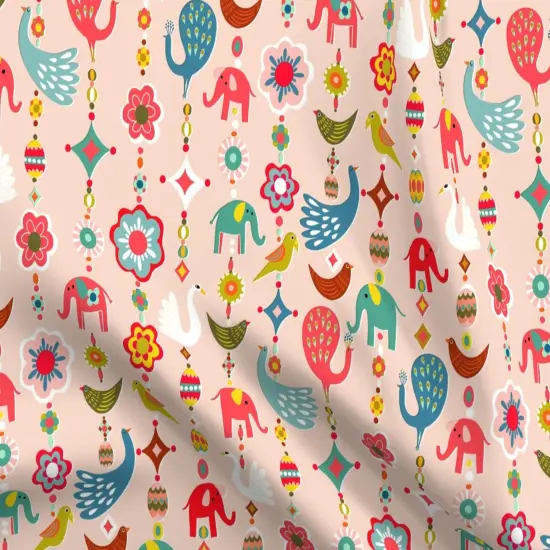 Various Fabrics by the Yard or Fat Quarter Whimsical Beads Flower Peacock Bead Print Childhood Toys Tassels Custom Printed Fabric by Spoonflower {5}