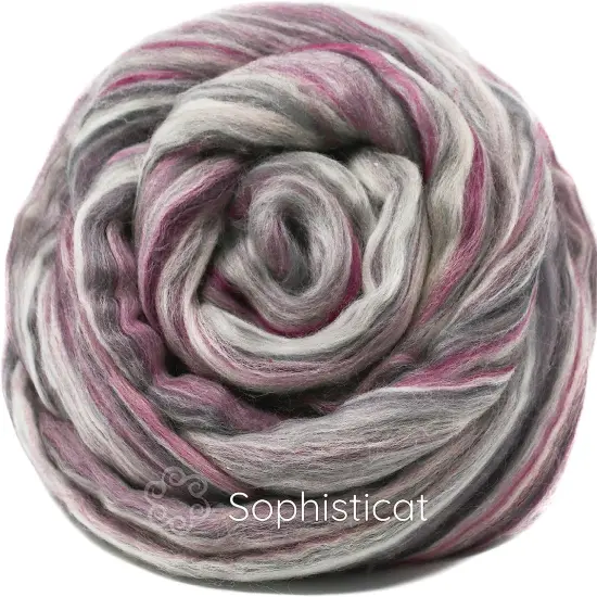 100% Superfine Merino Fiber: Winner's Circle. Soft Combed Top Roving Color Blend for Spinning, Felting, Weaving Sophisticat {2}
