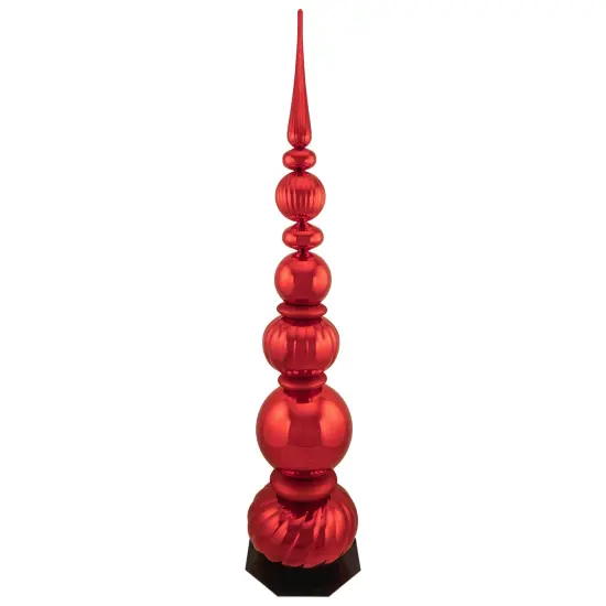 Northlight Shiny Ball Finial Tower Commercial Christmas Decoration - 4.5' - Red {1}