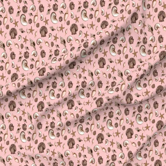 Various Fabrics by the Yard or Fat Quarter Shells Under The Sea Ocean Nautical Beach Coastal Starfish Nautilus Marine Life Crustaceans Custom Printed Fabric by Spoonflower {6}
